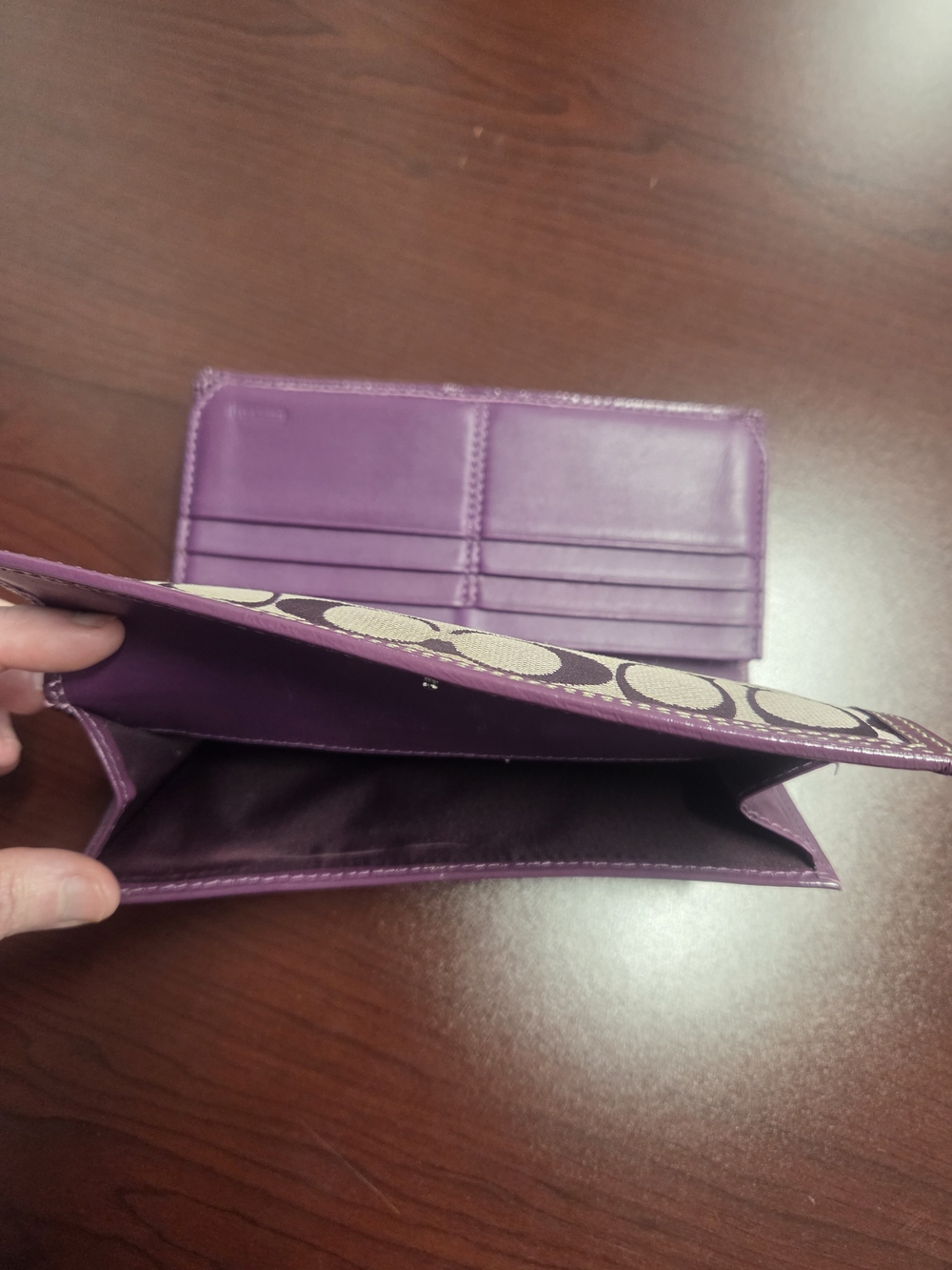 Purple Signature Print Continental Wallet - Women